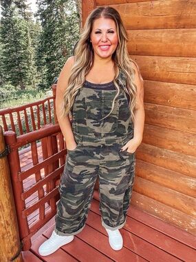 ODDY Camo Utility Overalls in Olive